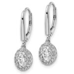 14k White Gold 1 1/5 carat Lab Grown Diamond VS/SI+ G+ Complete Oval Drop Leverback Earrings - Image 2