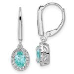 Pure Serenity 14k White Gold 1/5 carat Lab Grown Diamond VS/SI+ G+ and Lab Created Paraiba Leverback Dangle Earrings
