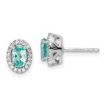 Pure Serenity 14k White Gold 1/10 carat Lab Grown Diamond VS/SI+ G+ and Lab Created Paraiba Post Earrings