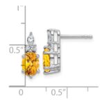 14K White Gold Diamond and 7x5 Oval November/Citrine Post Earrings - Image 3