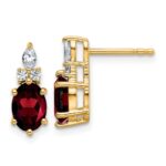 14k Diamond and 7x5 Oval January/Garnet Post Earrings