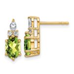 14k Diamond and 7x5 Oval August/Peridot Post Earrings