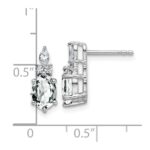 14K White Gold Diamond and 7x5 Oval April/White Topaz Post Earrings - Image 3