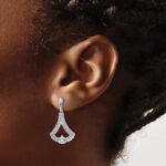 14k White Gold 1 carat Lab Grown Diamond VS/SI+ G+ Post Dangle Earrings - Image 3