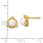 14k 1/10 carat Lab Grown Diamond VS/SI+ G+ and 5.50 mm Round Freshwater Cultured Pearl Post Earrings - Image 4