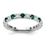 14k White Gold 3/4 carat Lab Grown Diamond VS/SI+ G+ and Lab Created Alexandrite Size 5.5 Eternity Band