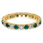 14k 7/8 carat Lab Grown Diamond VS/SI+ G+ and Lab Created Alexandrite Size 8.5 Eternity Band - Image 4