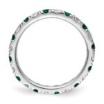 14k White Gold 3/4 carat Lab Grown Diamond VS/SI+ G+ and Lab Created Emerald Size 6 Eternity Band - Image 2