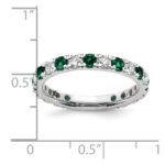 14k White Gold 7/8 carat Lab Grown Diamond VS/SI+ G+ and Lab Created Emerald Size 8 Eternity Band - Image 6