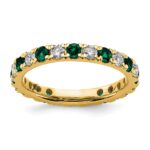 14k 7/8 carat Lab Grown Diamond VS/SI+ G+ and Lab Created Emerald Size 8 Eternity Band
