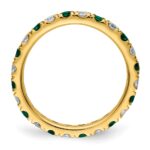 14k 7/8 carat Lab Grown Diamond VS/SI+ G+ and Lab Created Emerald Size 8.5 Eternity Band - Image 2