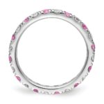 14k White Gold 3/4 carat Lab Grown Diamond VS/SI+ G+ and Lab Created Pink Sapphire Size 7 Eternity Band - Image 2