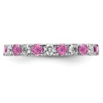 14k White Gold 3/8 carat Lab Grown Diamond VS/SI+ G+ and Lab Created Pink Sapphire Size 5 Eternity Band - Image 3