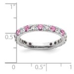 14k White Gold 3/4 carat Lab Grown Diamond VS/SI+ G+ and Lab Created Pink Sapphire Size 6 Eternity Band - Image 6
