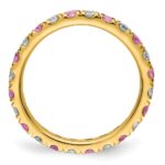 14k 3/8 carat Lab Grown Diamond VS/SI+ G+ and Lab Created Pink Sapphire Size 5 Eternity Band - Image 2
