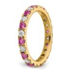 14k 3/4 carat Lab Grown Diamond VS/SI+ G+ and Lab Created Pink Sapphire Size 4.5 Eternity Band - Image 5