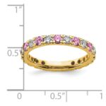 14k 3/4 carat Lab Grown Diamond VS/SI+ G+ and Lab Created Pink Sapphire Size 6 Eternity Band - Image 6