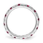 14k White Gold 3/4 carat Lab Grown Diamond VS/SI+ G+ and Lab Created Ruby Size 4 Eternity Band - Image 2