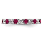 14k White Gold 7/8 carat Lab Grown Diamond VS/SI+ G+ and Lab Created Ruby Size 8 Eternity Band - Image 3