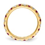 14k 3/8 carat Lab Grown Diamond VS/SI+ G+ and Lab Created Ruby Size 5 Eternity Band - Image 2