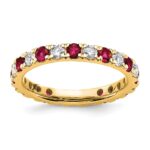 14k 3/4 carat Lab Grown Diamond VS/SI+ G+ and Lab Created Ruby Size 5.5 Eternity Band
