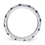 14k White Gold 7/8 carat Lab Grown Diamond VS/SI+ G+ and Lab Created Blue Sapphire Size 8.5 Eternity Band - Image 2