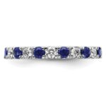 14k White Gold 3/4 carat Lab Grown Diamond VS/SI+ G+ and Lab Created Blue Sapphire Size 6.5 Eternity Band - Image 3