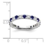 14k White Gold 3/4 carat Lab Grown Diamond VS/SI+ G+ and Lab Created Blue Sapphire Size 4.5 Eternity Band - Image 6