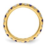 14k 3/8 carat Lab Grown Diamond VS/SI+ G+ and Lab Created Blue Sapphire Size 5 Eternity Band - Image 2