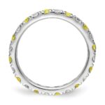 14k White Gold 3/8 carat Lab Grown Diamond VS/SI+ G+ and Lab Created Yellow Sapphire Size 5 Eternity Band - Image 2
