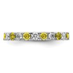 14k White Gold 3/4 carat Lab Grown Diamond VS/SI+ G+ and Lab Created Yellow Sapphire Size 4.5 Eternity Band - Image 3