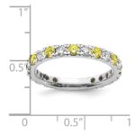 14k White Gold 3/8 carat Lab Grown Diamond VS/SI+ G+ and Lab Created Yellow Sapphire Size 5 Eternity Band - Image 6