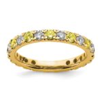 14k 3/4 carat Lab Grown Diamond VS/SI+ G+ and Lab Created Yellow Sapphire Size 4.5 Eternity Band