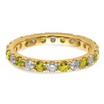 14k 3/8 carat Lab Grown Diamond VS/SI+ G+ and Lab Created Yellow Sapphire Size 5 Eternity Band - Image 4