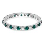 14k White Gold 3/8 carat Lab Grown Diamond VS/SI+ G+ and Lab Created Alexandrite Size 5 Eternity Band - Image 3
