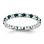 14k White Gold 1/2 carat Lab Grown Diamond VS/SI+ G+ and Lab Created Alexandrite Size 7.5 Eternity Band