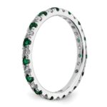 14k White Gold 3/8 carat Lab Grown Diamond VS/SI+ G+ and Lab Created Emerald Size 4 Eternity Band - Image 4