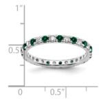 14k White Gold 3/8 carat Lab Grown Diamond VS/SI+ G+ and Lab Created Emerald Size 4 Eternity Band - Image 5