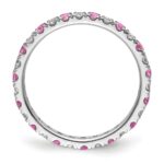 14k White Gold 1/2 carat Lab Grown Diamond VS/SI+ G+ and Lab Created Pink Sapphire Size 6 Eternity Band - Image 2
