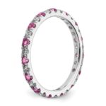 14k White Gold 1/2 carat Lab Grown Diamond VS/SI+ G+ and Lab Created Pink Sapphire Comp Eternity Bandd - Image 4