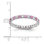 14k White Gold 1/2 carat Lab Grown Diamond VS/SI+ G+ and Lab Created Pink Sapphire Comp Eternity Bandd - Image 5