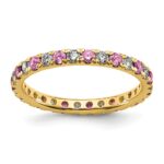14k 3/8 carat Lab Grown Diamond VS/SI+ G+ and Lab Created Pink Sapphire Size 4 Eternity Band