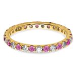 14k 1/2 carat Lab Grown Diamond VS/SI+ G+ and Lab Created Pink Sapphire Size 6.5 Eternity Band - Image 3
