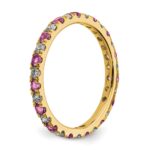 14k 3/8 carat Lab Grown Diamond VS/SI+ G+ and Lab Created Pink Sapphire Size 4.5 Eternity Band - Image 4
