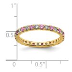 14k 3/8 carat Lab Grown Diamond VS/SI+ G+ and Lab Created Pink Sapphire Size 4 Eternity Band - Image 5