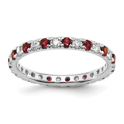 14k White Gold 1/2 carat Lab Grown Diamond VS/SI+ G+ and Lab Created Ruby Size 9 Eternity Band