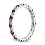 14k White Gold 1/2 carat Lab Grown Diamond VS/SI+ G+ and Lab Created Ruby Size 7 Eternity Band - Image 5