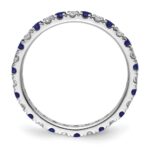 14k White Gold 3/8 carat Lab Grown Diamond VS/SI+ G+ and Lab Created Blue Sapphire Size 5 Eternity Band - Image 2