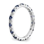 14k White Gold 3/8 carat Lab Grown Diamond VS/SI+ G+ and Lab Created Blue Sapphire Size 5 Eternity Band - Image 4