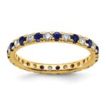 14k 1/2 carat Lab Grown Diamond VS/SI+ G+ and Lab Created Blue Sapphire Size 7 Eternity Band